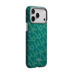 Husa PITAKA Ultra-Slim Monogram cu MagSafe compatibila cu iPhone 17 Pro Max, Gold / Green